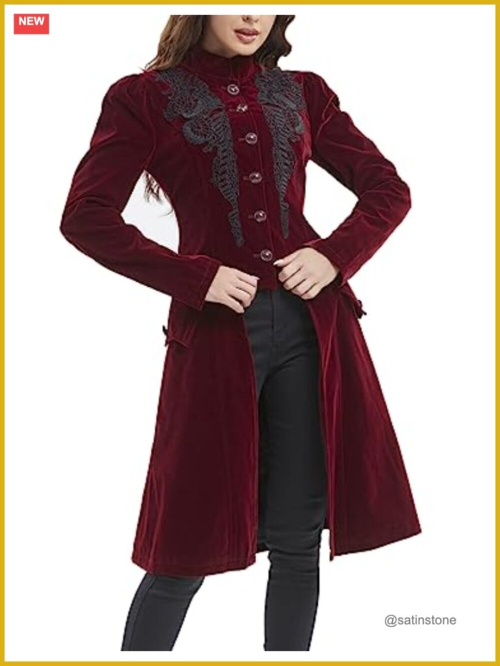 Velvet Steampunk Victorian Frock Coat Gothic Cosplay Jacket